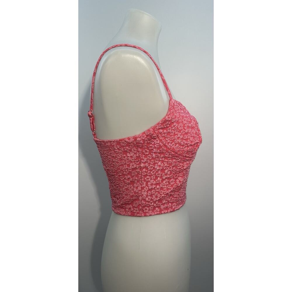 LUSH Womens Pink Floral Corset Crop Top Bustier Cami Adjustable Straps Size M - Picture 3 of 7